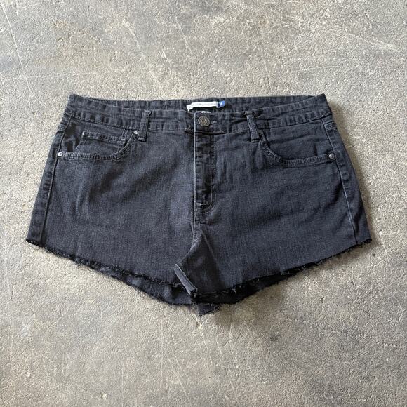 Vintage Black Cut Off Denim Jean Shorts Size 14 Bandolino Blu Stretch Summer 2" - Picture 1 of 8